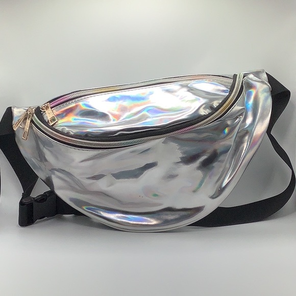 Silver rainbow large concert festival Fanny pack - Picture 1 of 5